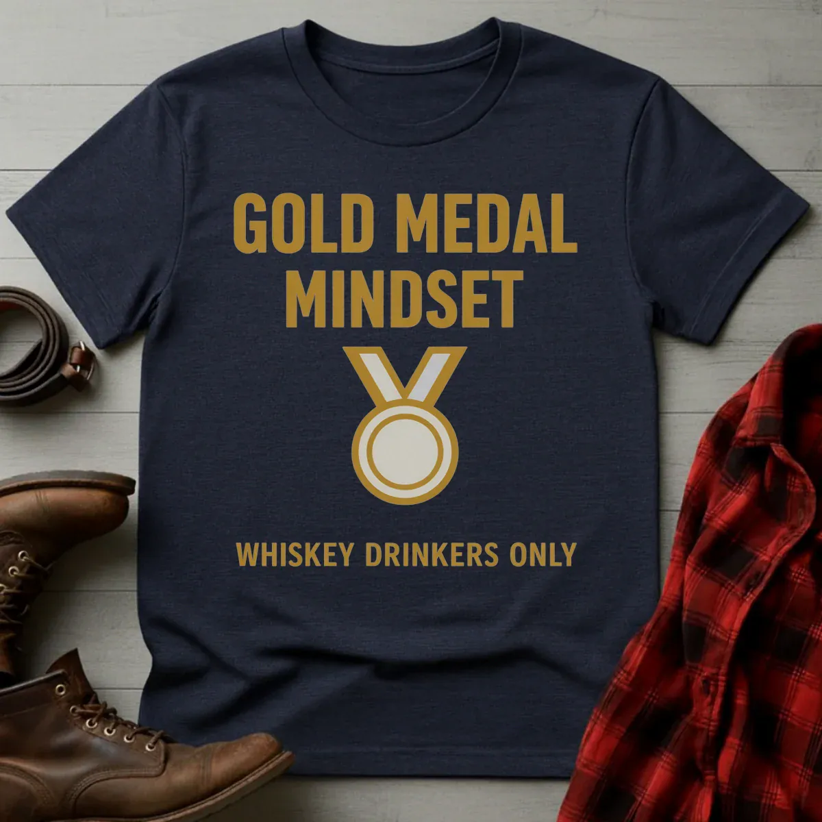 Whiskey Drinkers Gold Medal Mindset T-Shirt