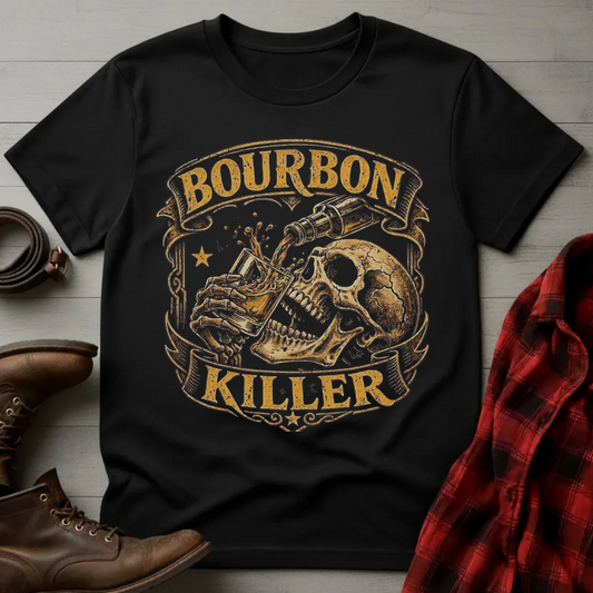 Bourbon Killer Skull Outlaw T-Shirt
