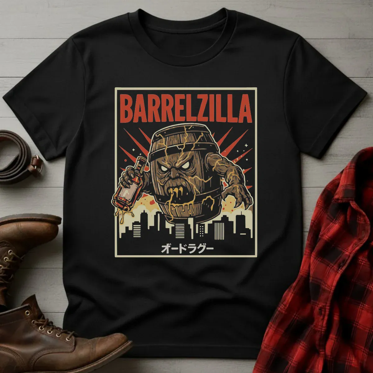 Barrelzilla Whiskey Kaiju Poster T-Shirt