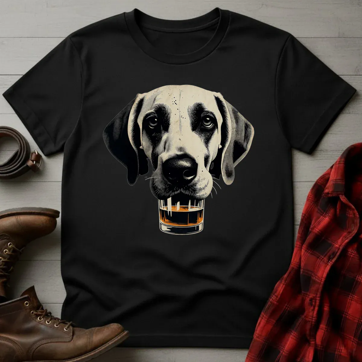 Whiskey Great Dane Glass T-Shirt