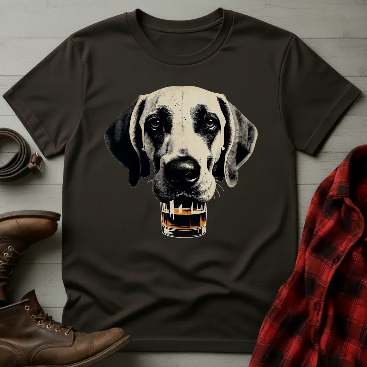 Whiskey Great Dane Glass T-Shirt
