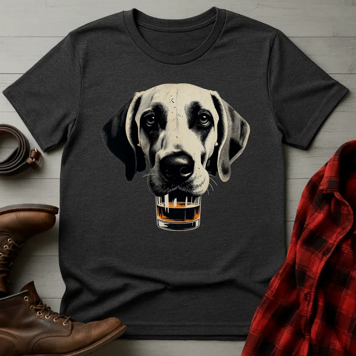 Whiskey Great Dane Glass T-Shirt