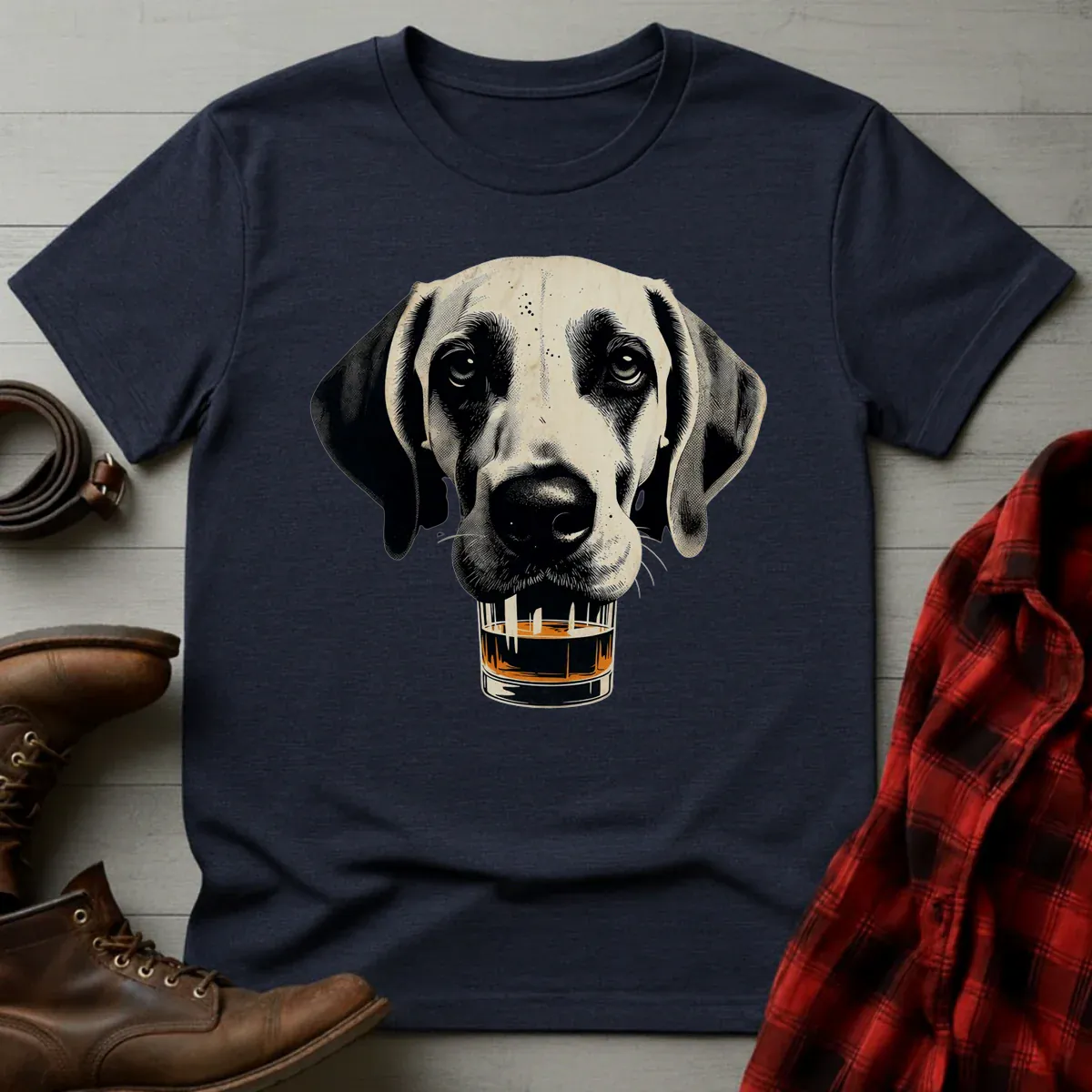 Whiskey Great Dane Glass T-Shirt