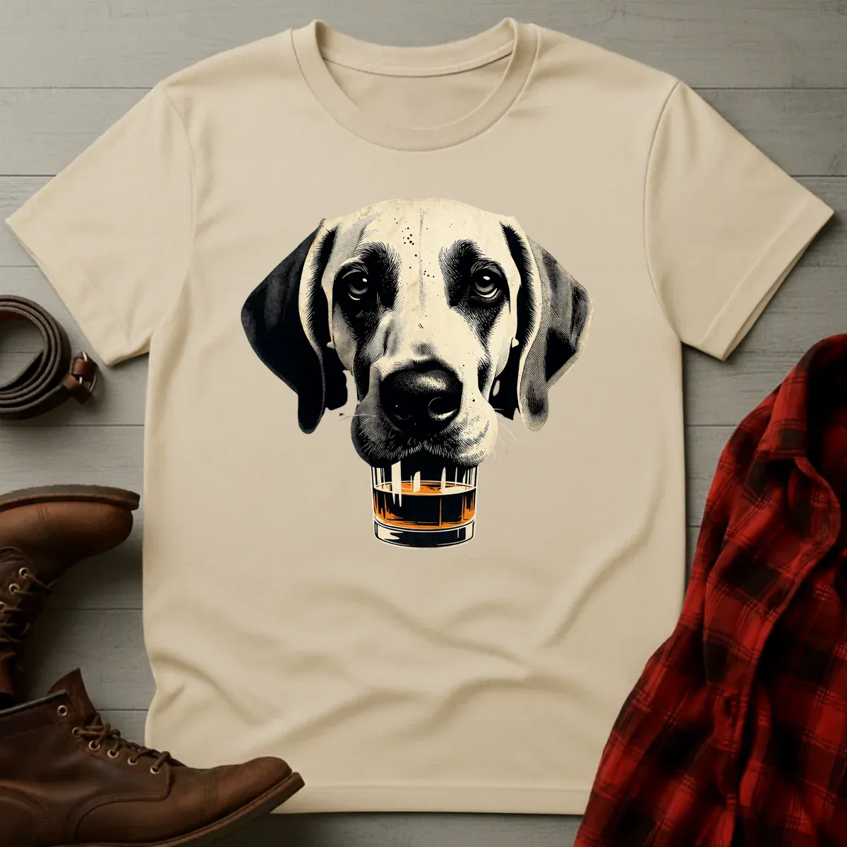 Whiskey Great Dane Glass T-Shirt