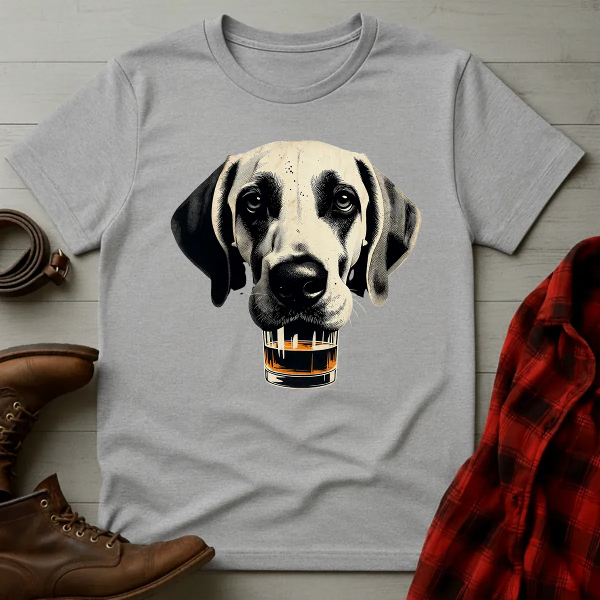 Whiskey Great Dane Glass T-Shirt