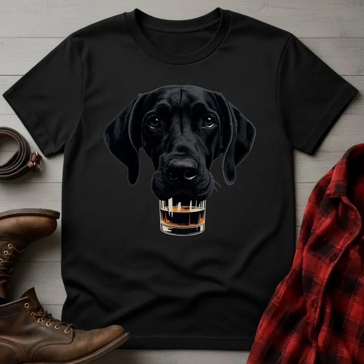 Whiskey Black Great Dane Glass T-Shirt
