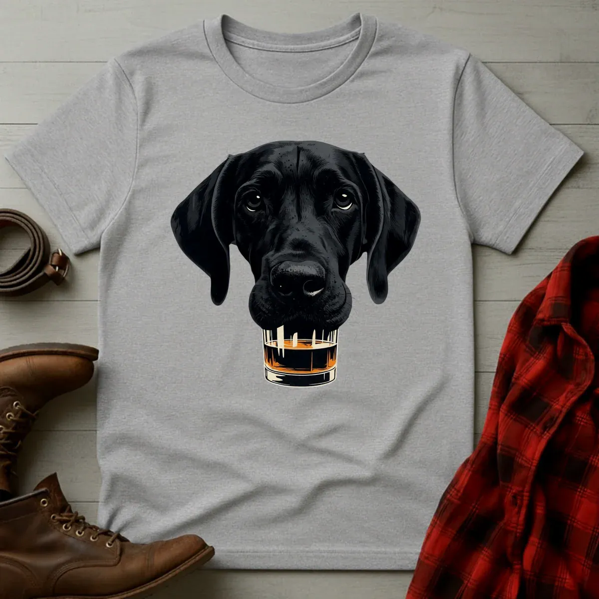 Whiskey Black Great Dane Glass T-Shirt