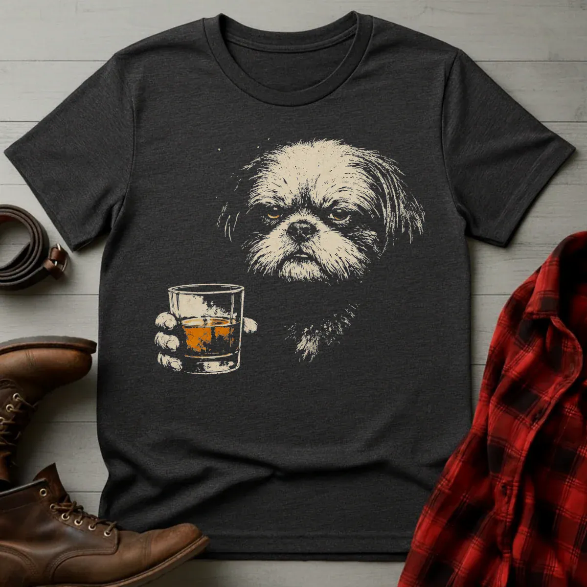 Whiskey Shih Tzu Grunge T-Shirt