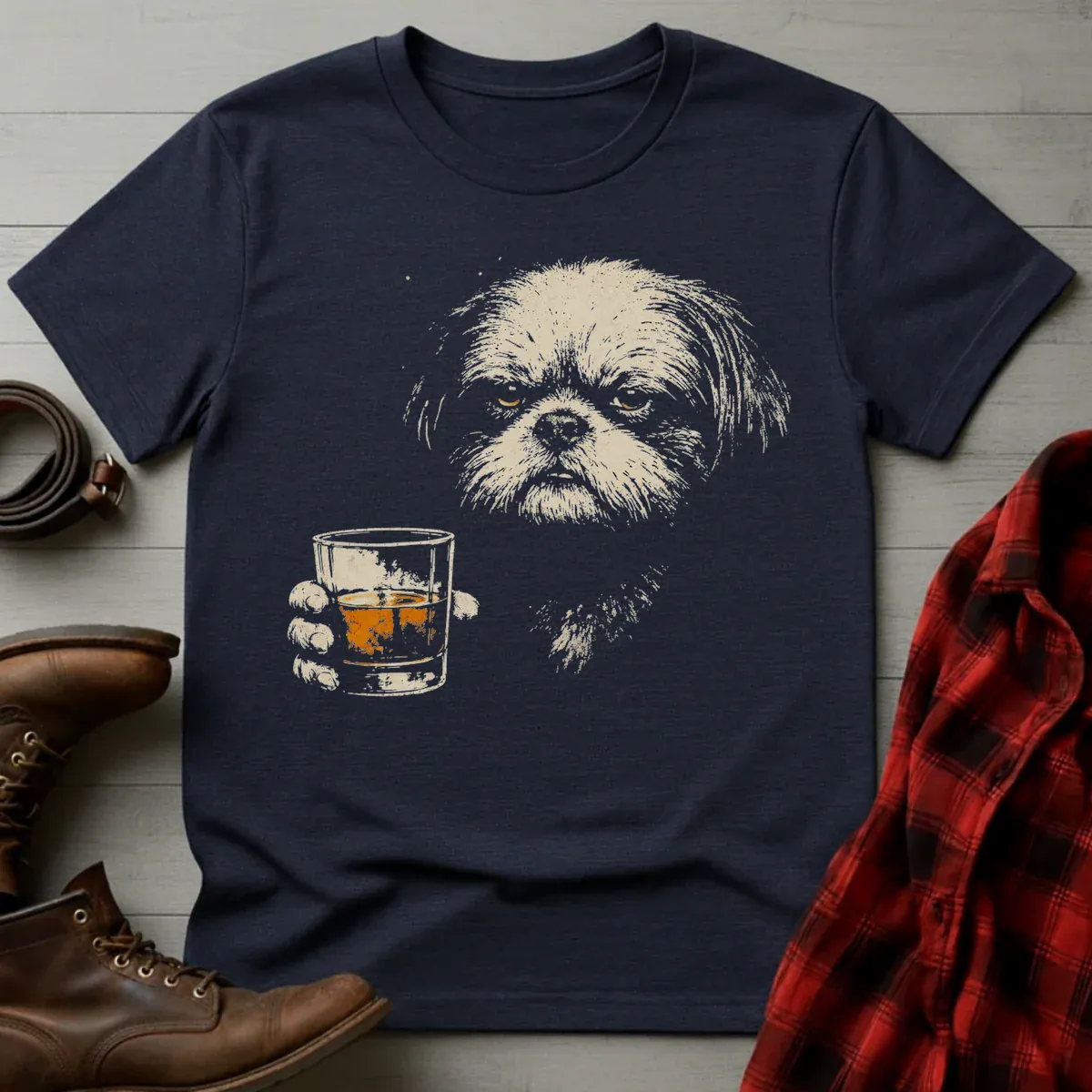 Whiskey Shih Tzu Grunge T-Shirt