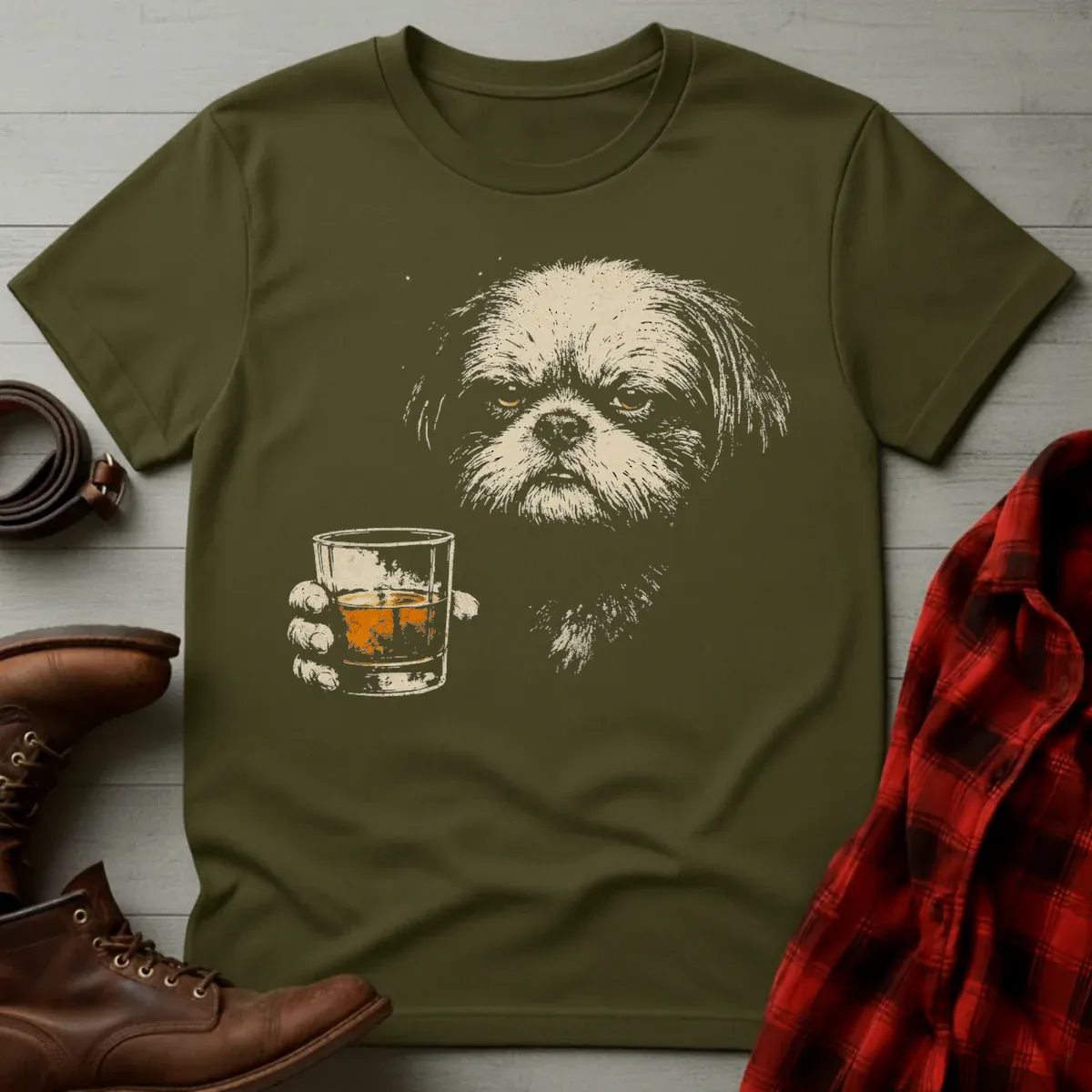 Whiskey Shih Tzu Grunge T-Shirt