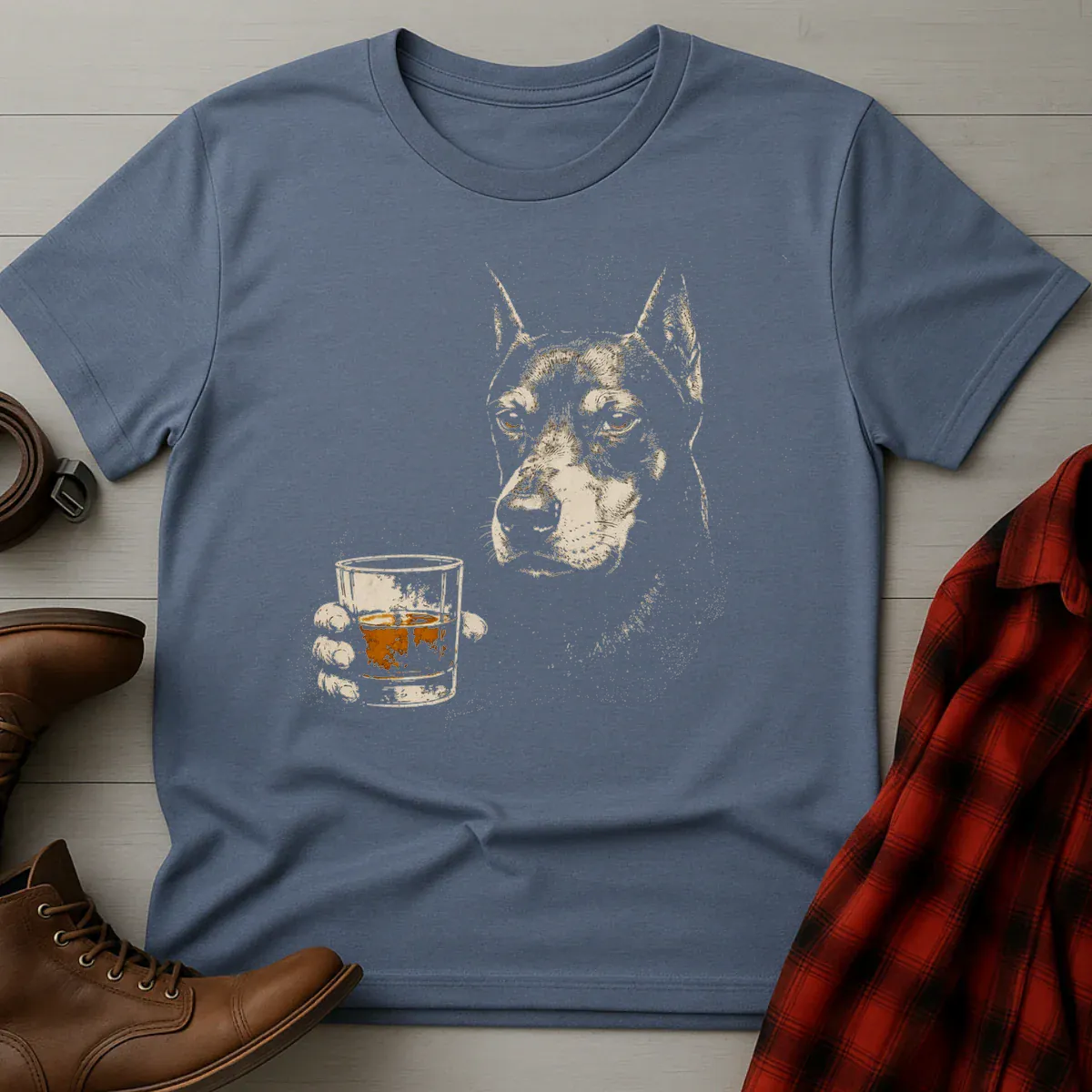 Whiskey Doberman Grunge T-Shirt