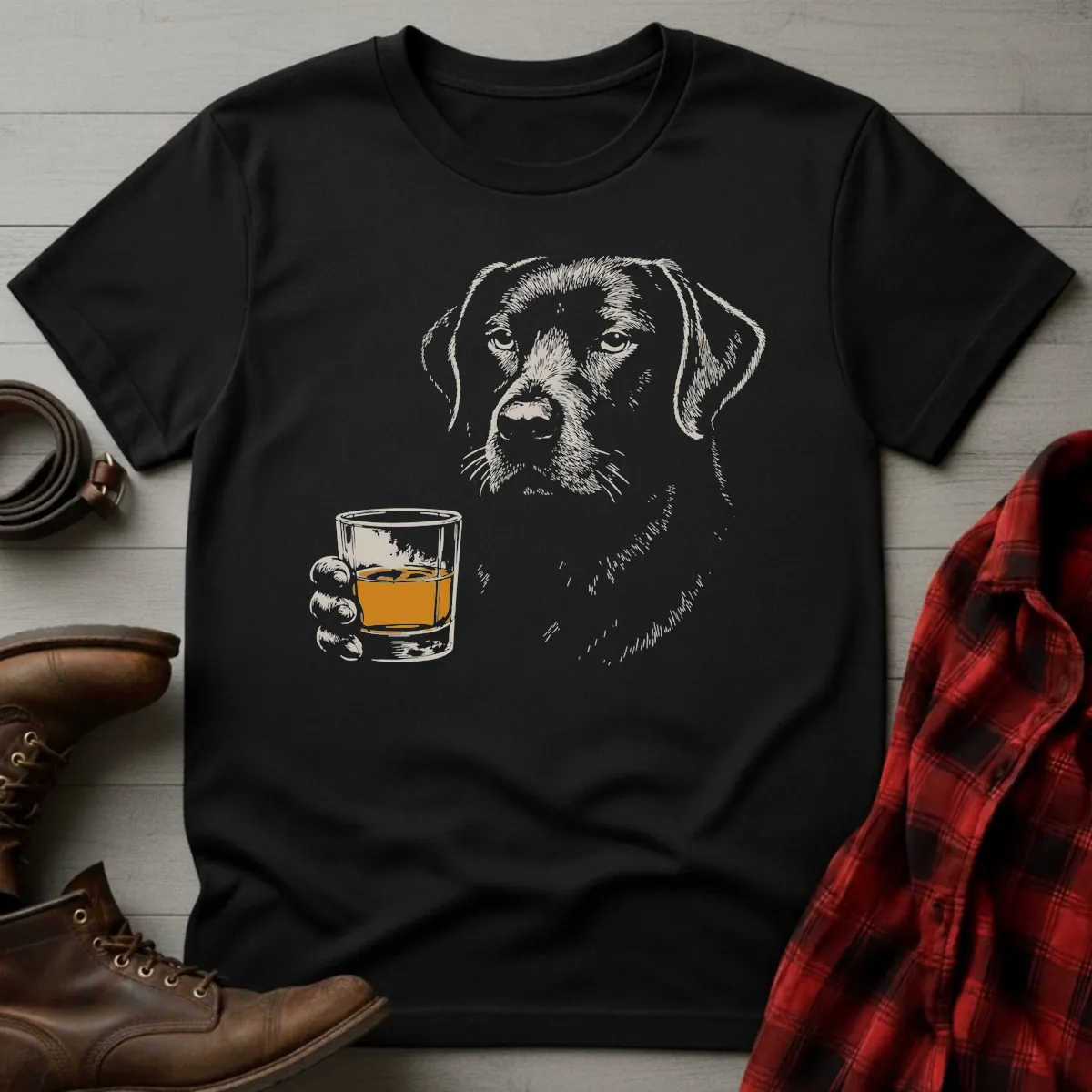 Whiskey Black Lab Grunge T-Shirt