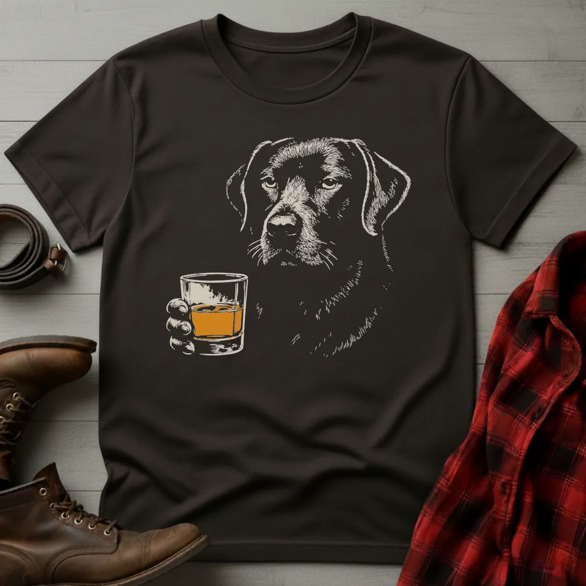 Whiskey Black Lab Grunge T-Shirt