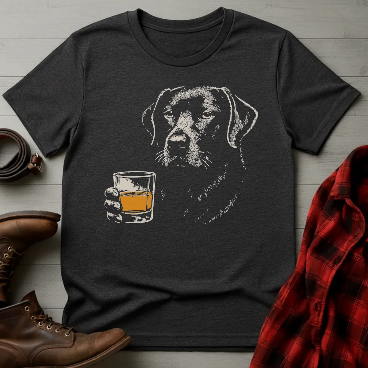 Whiskey Black Lab Grunge T-Shirt