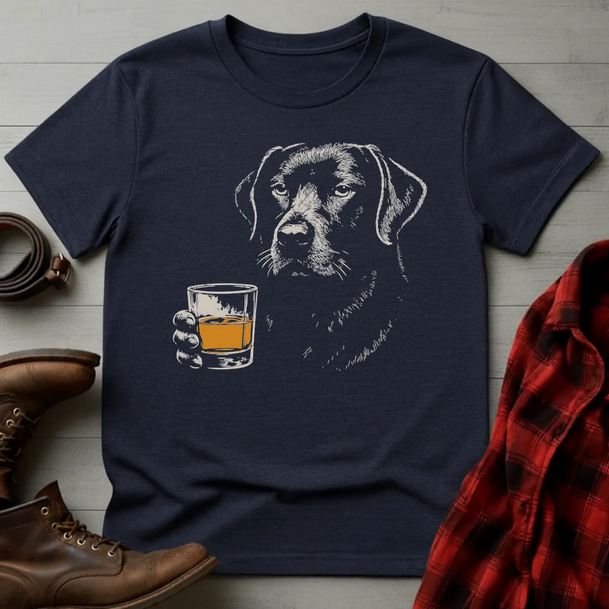 Whiskey Black Lab Grunge T-Shirt