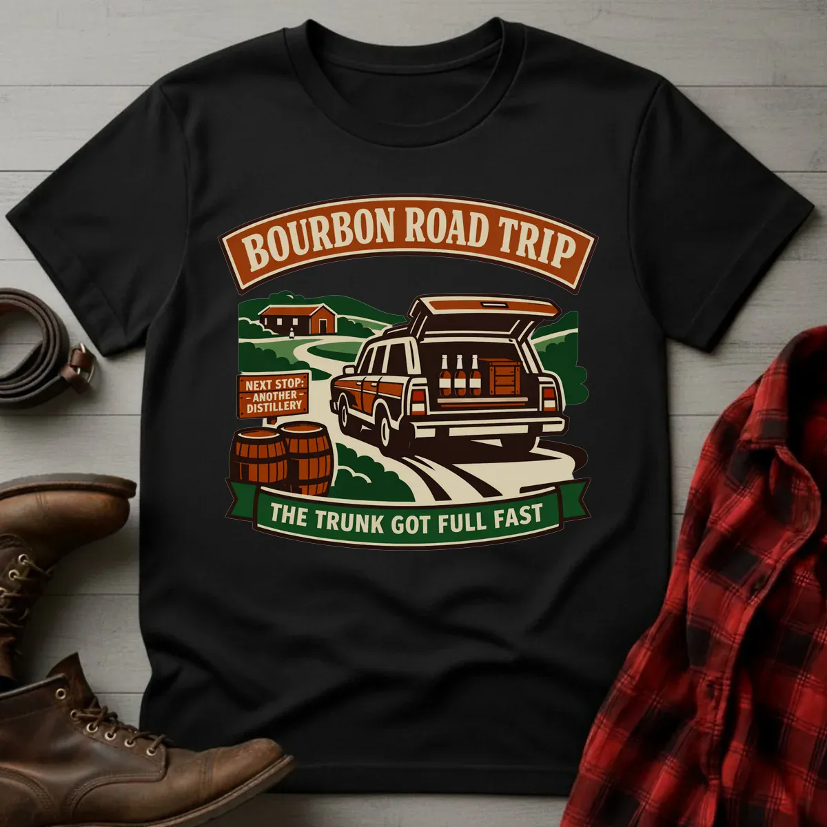 Bourbon Road Trip Trunk Full T-Shirt