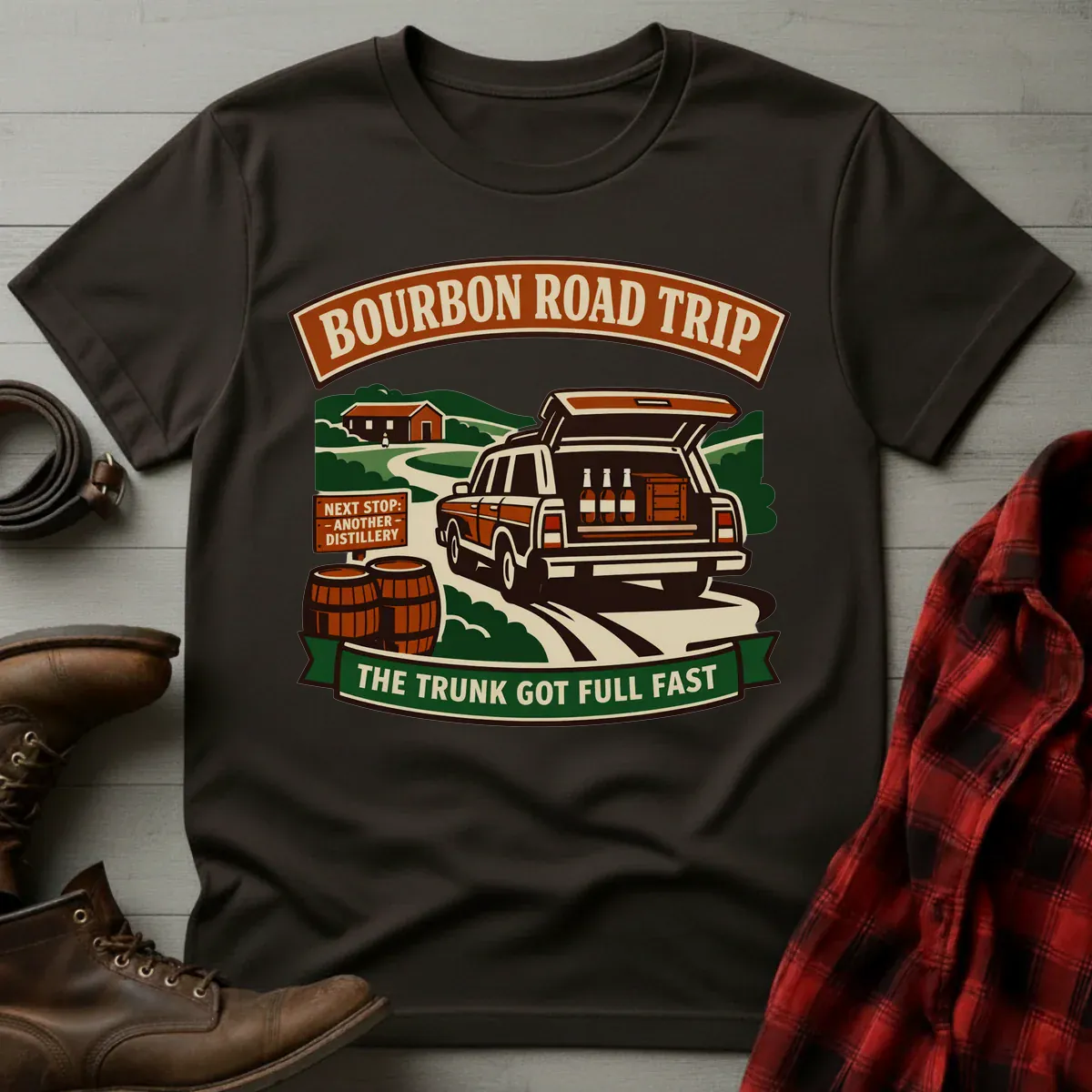Bourbon Road Trip Trunk Full T-Shirt
