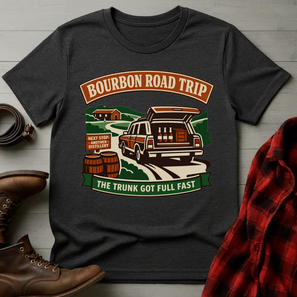 Bourbon Road Trip Trunk Full T-Shirt