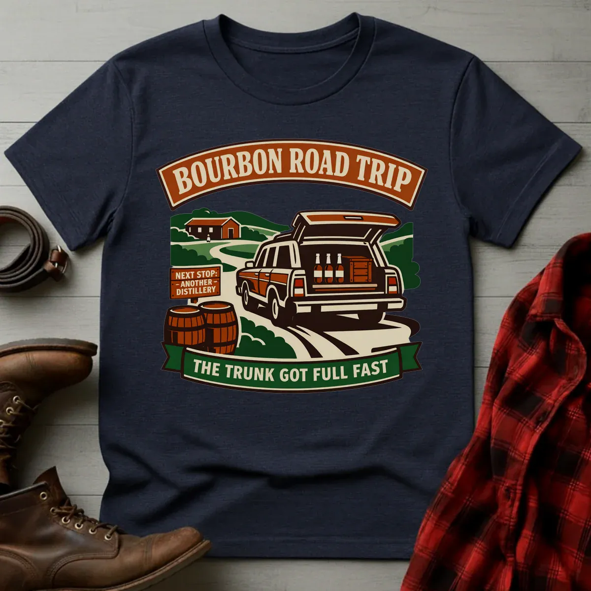 Bourbon Road Trip Trunk Full T-Shirt