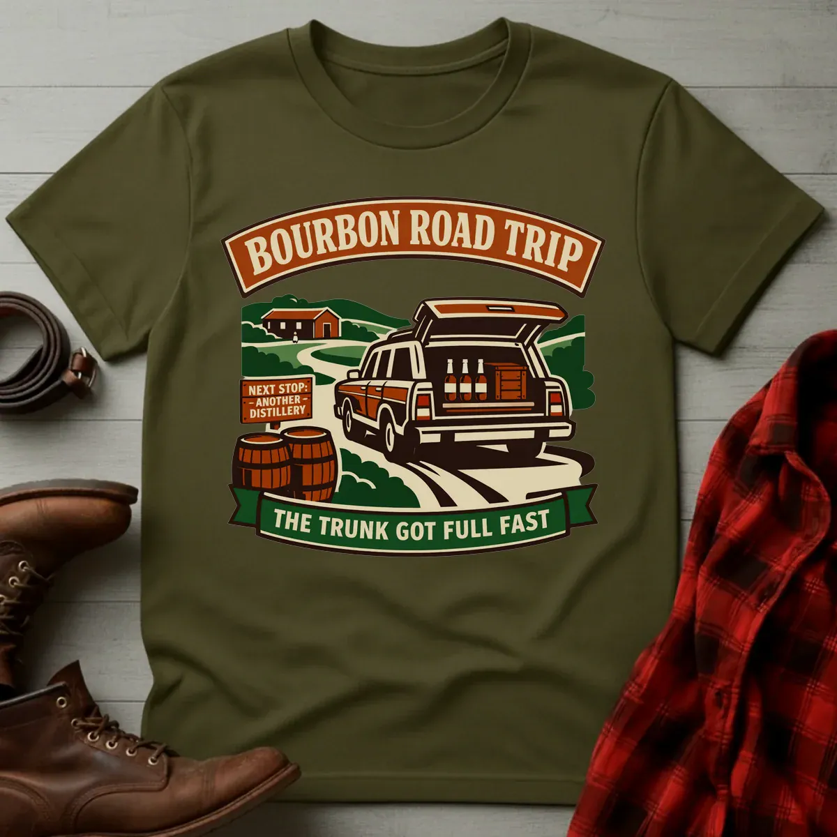 Bourbon Road Trip Trunk Full T-Shirt
