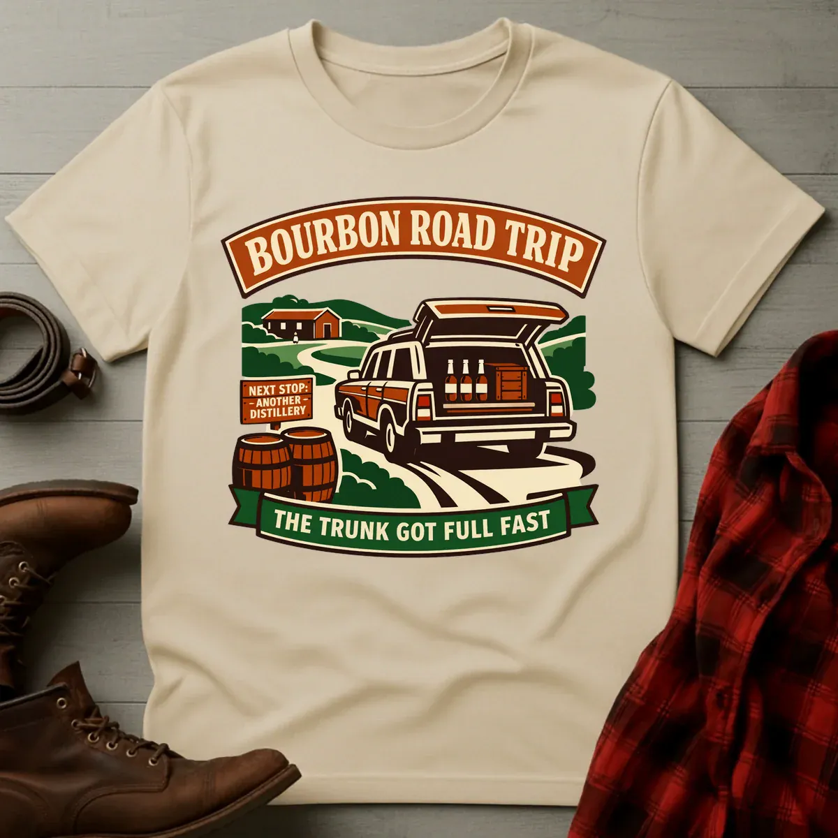 Bourbon Road Trip Trunk Full T-Shirt