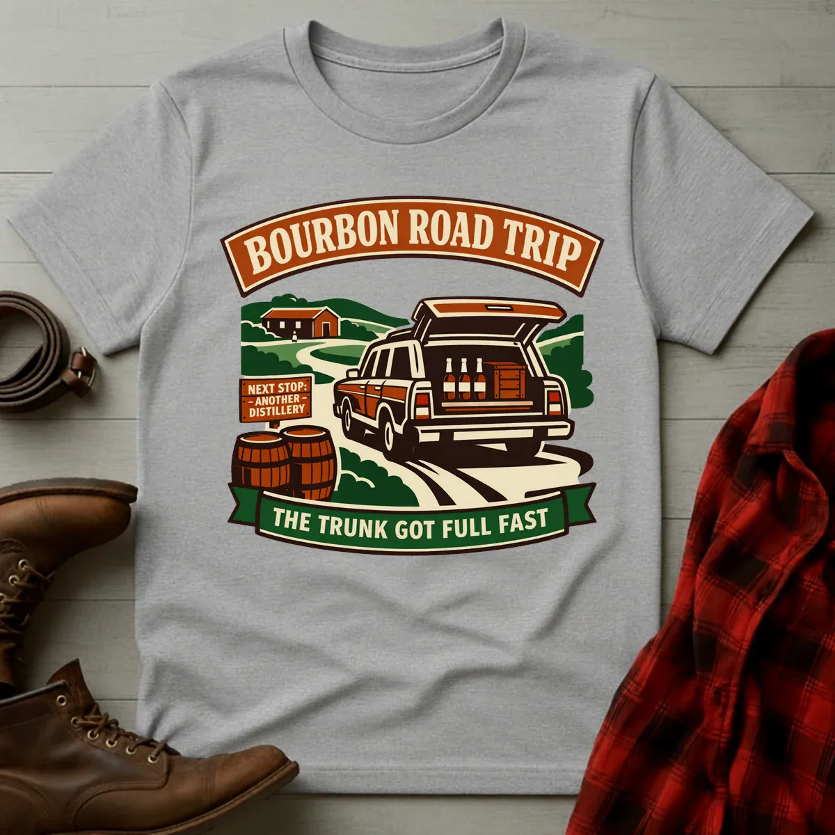 Bourbon Road Trip Trunk Full T-Shirt