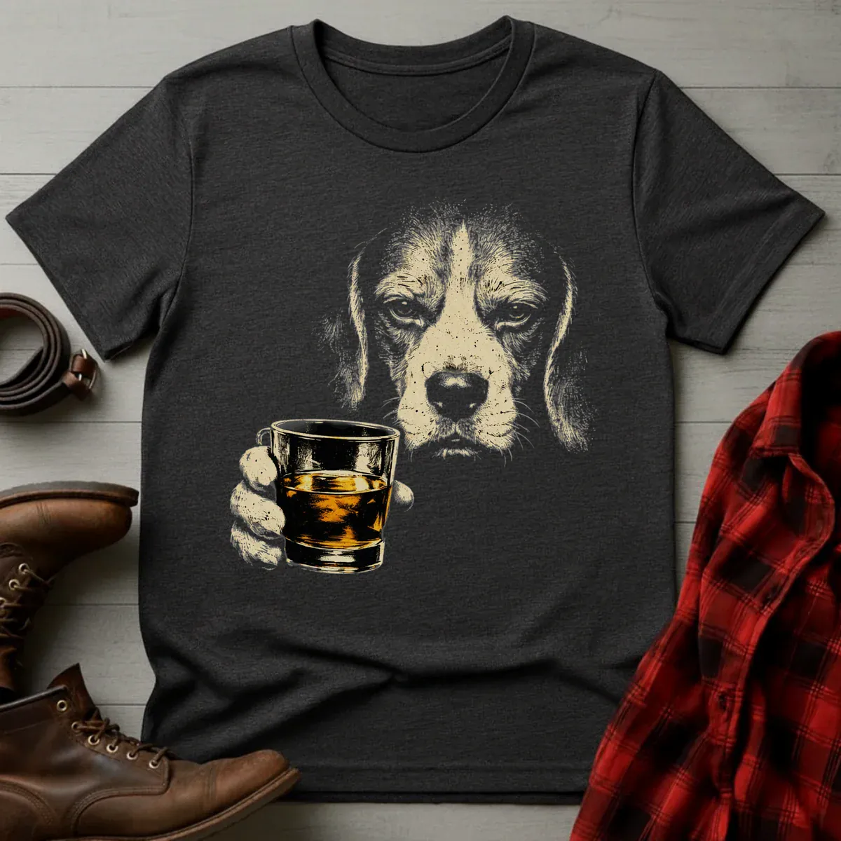 Whiskey Beagle Grunge T-Shirt