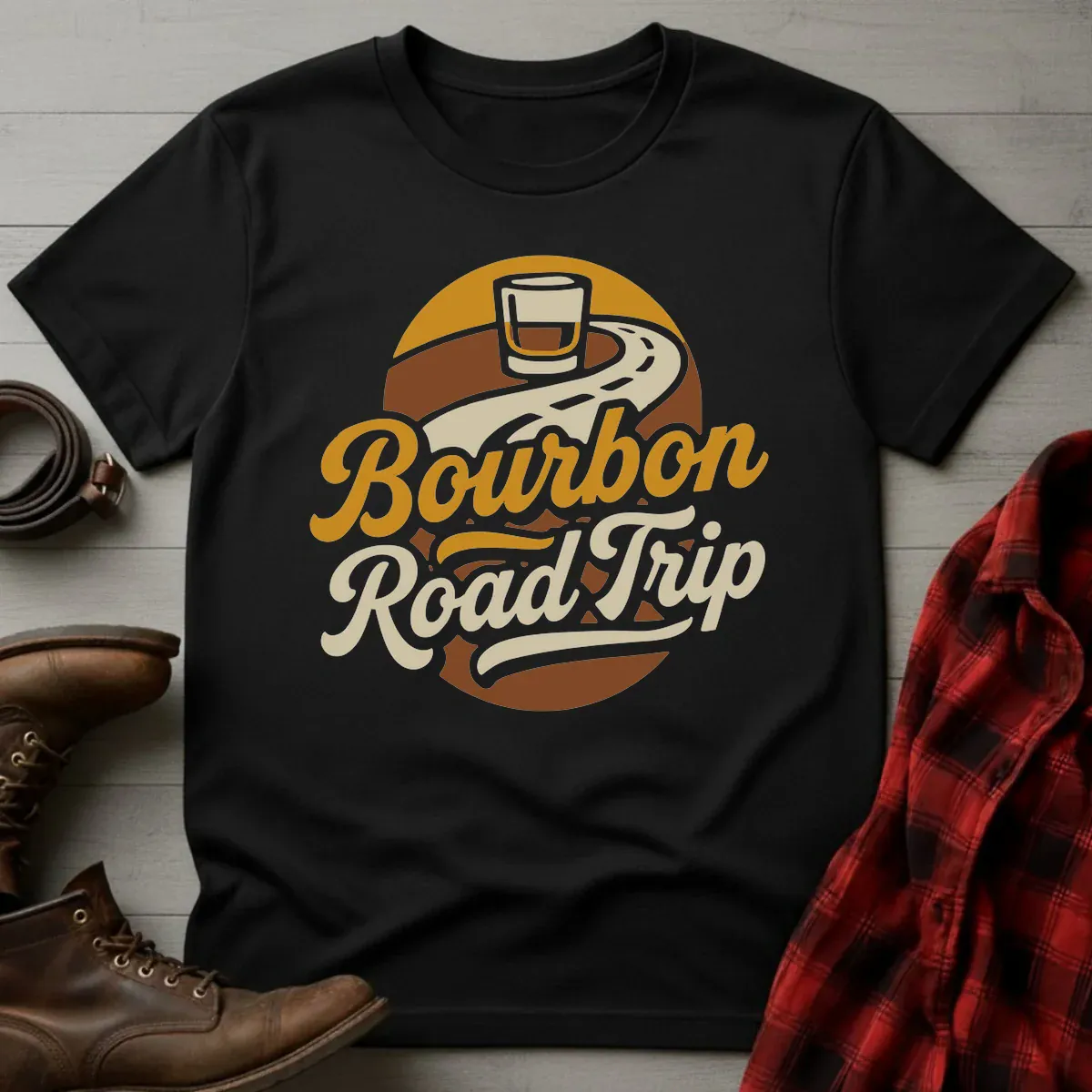 Bourbon Road Trip Retro Script T-Shirt