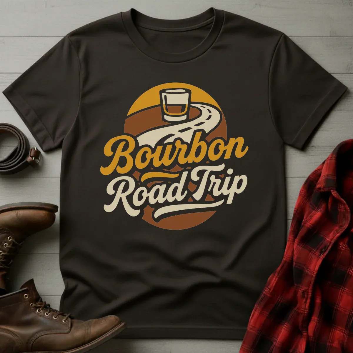 Bourbon Road Trip Retro Script T-Shirt