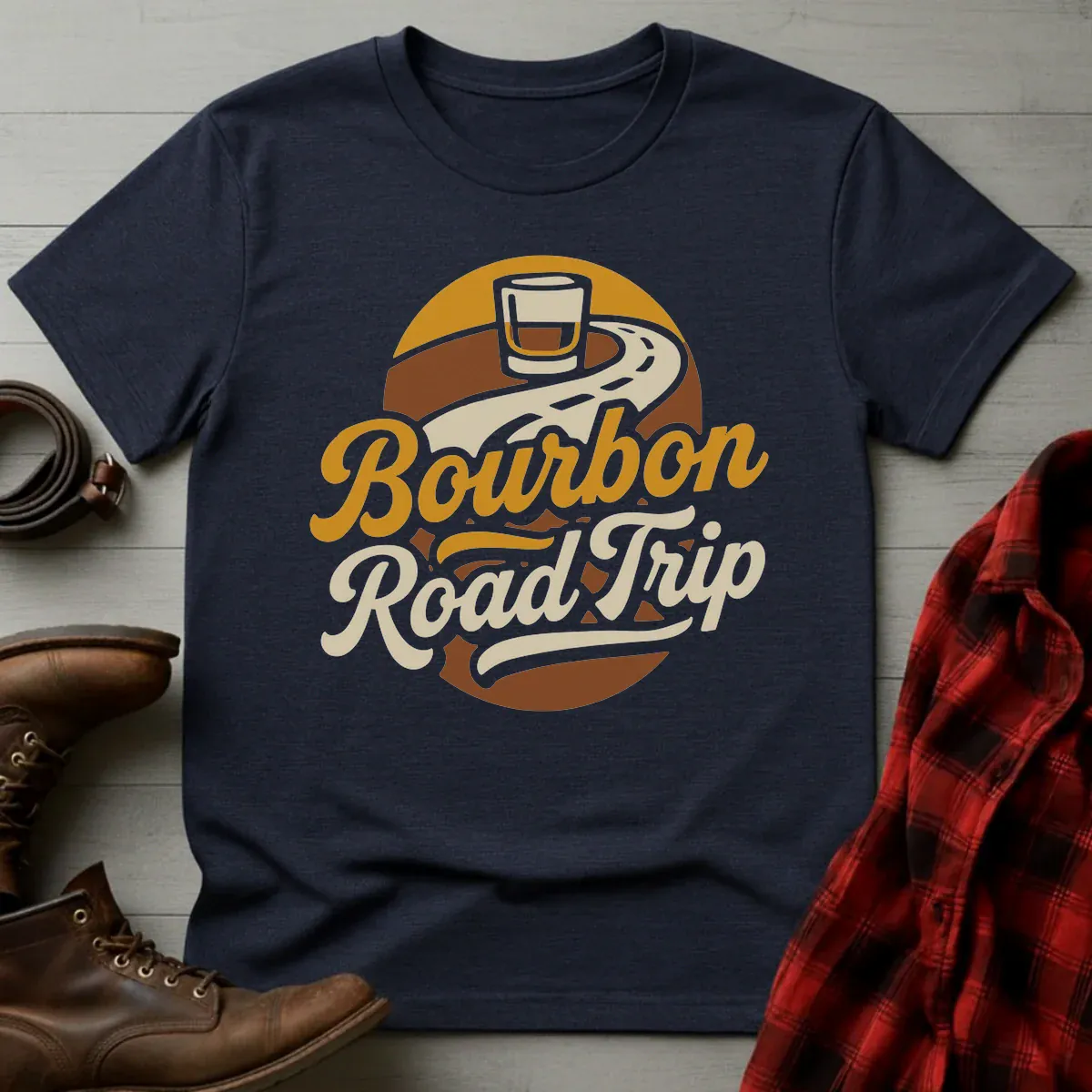 Bourbon Road Trip Retro Script T-Shirt