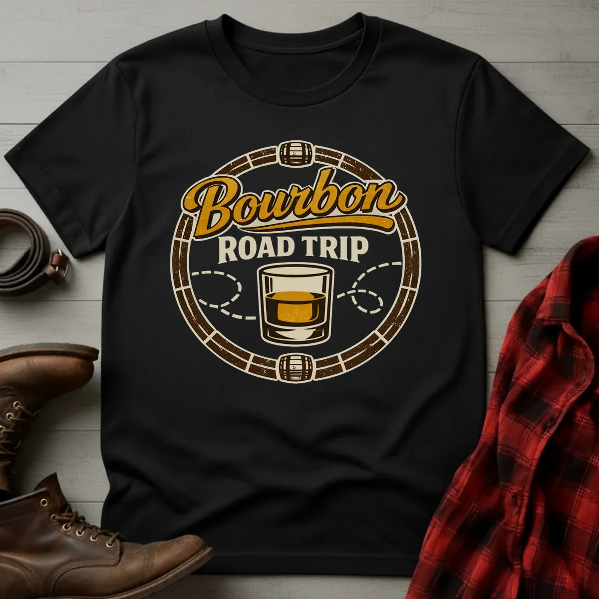 Bourbon Road Trip Barrel Badge T-Shirt
