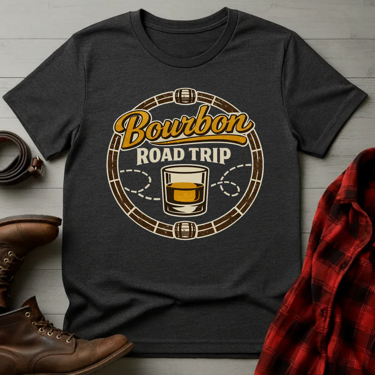 Bourbon Road Trip Barrel Badge T-Shirt