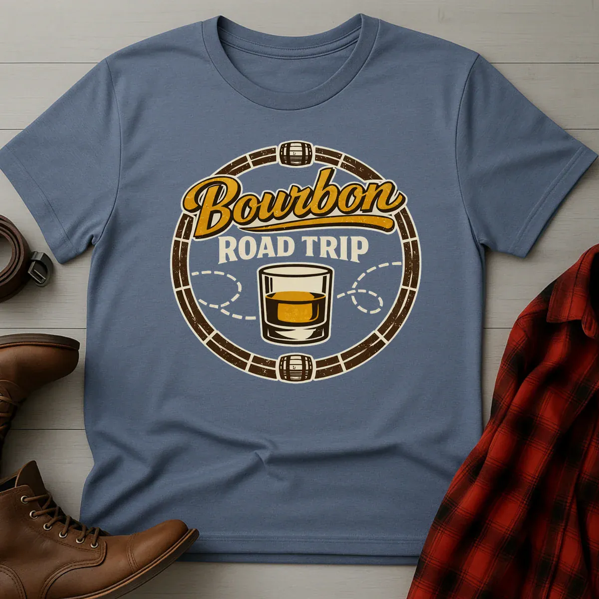 Bourbon Road Trip Barrel Badge T-Shirt