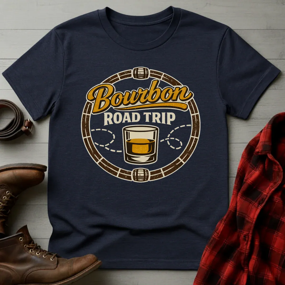 Bourbon Road Trip Barrel Badge T-Shirt