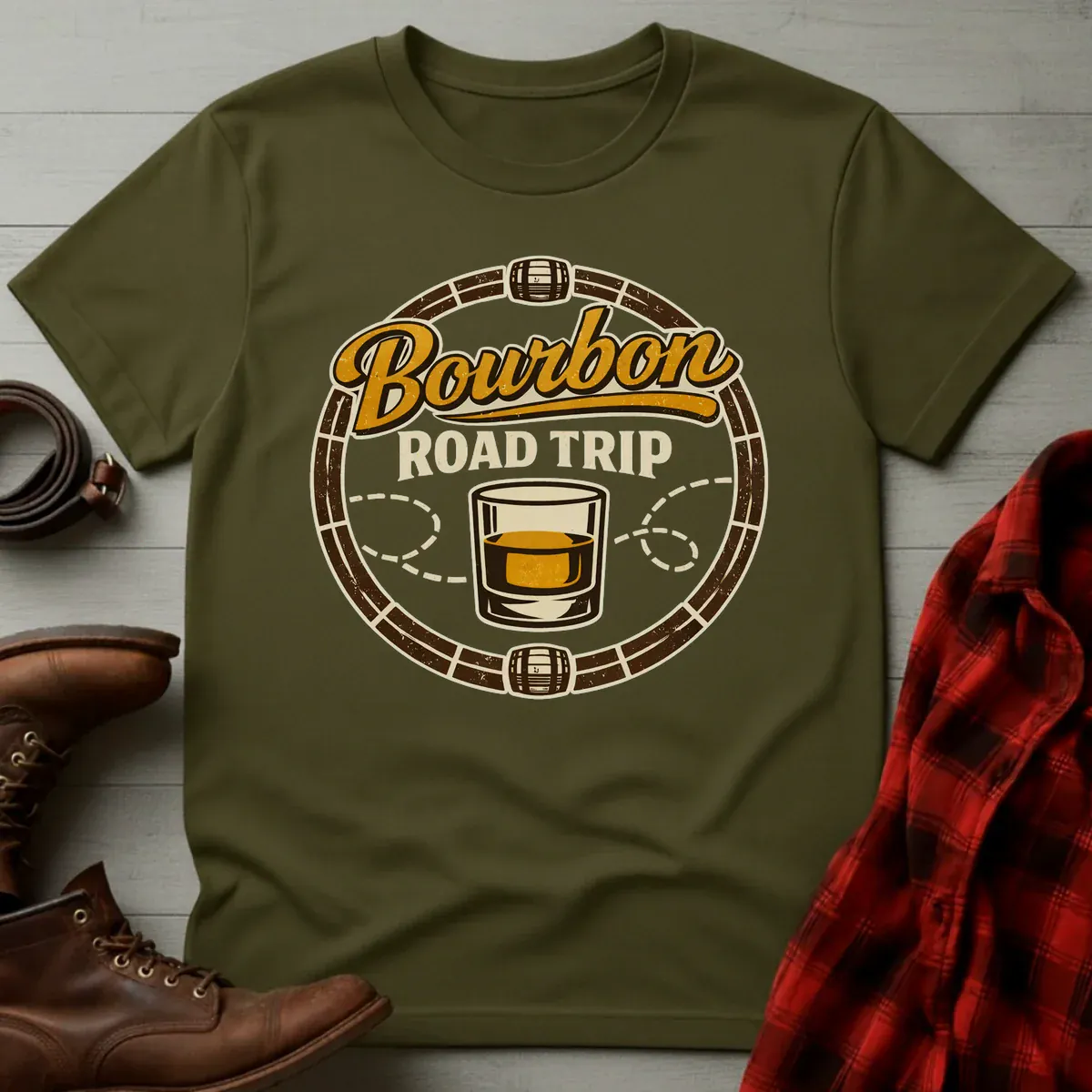 Bourbon Road Trip Barrel Badge T-Shirt