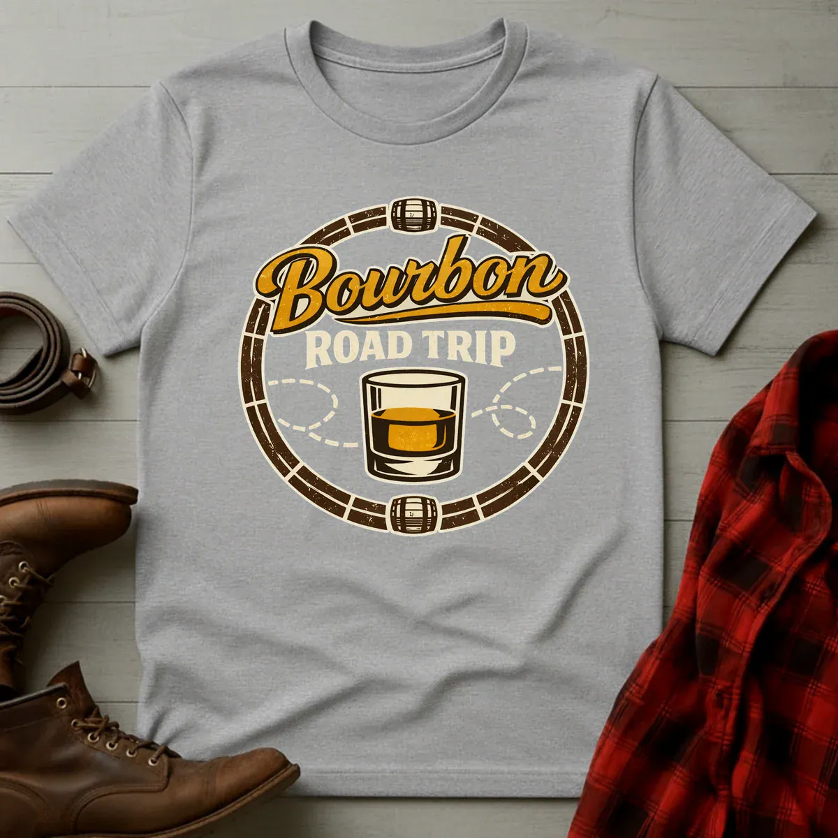 Bourbon Road Trip Barrel Badge T-Shirt