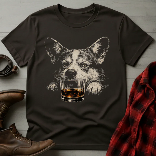 Whiskey Corgi Grunge T-Shirt