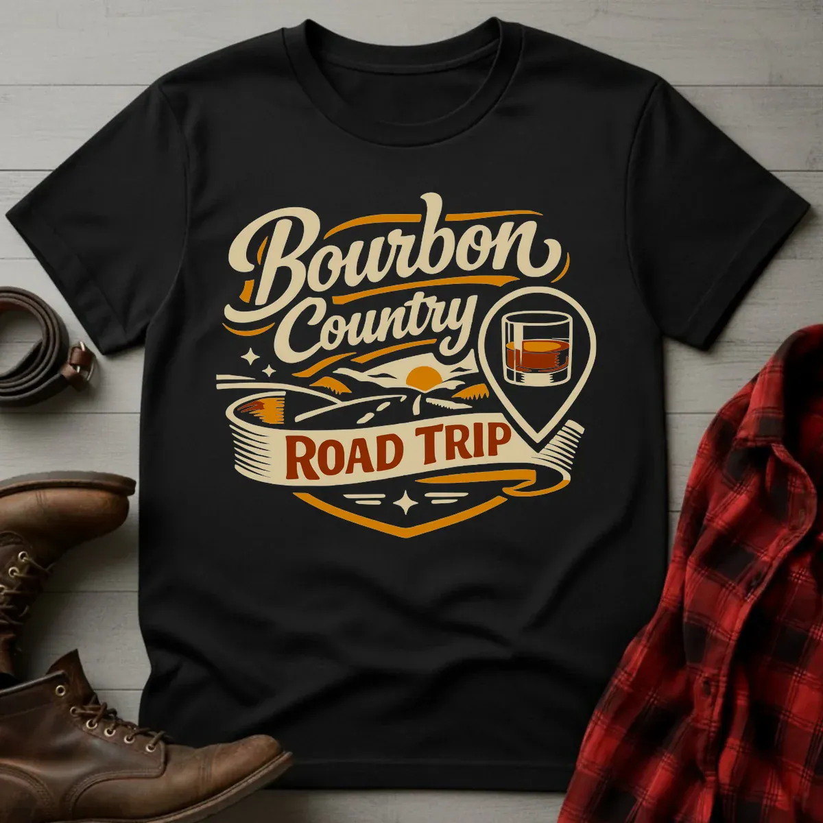 Bourbon Country Road Trip Badge T-Shirt