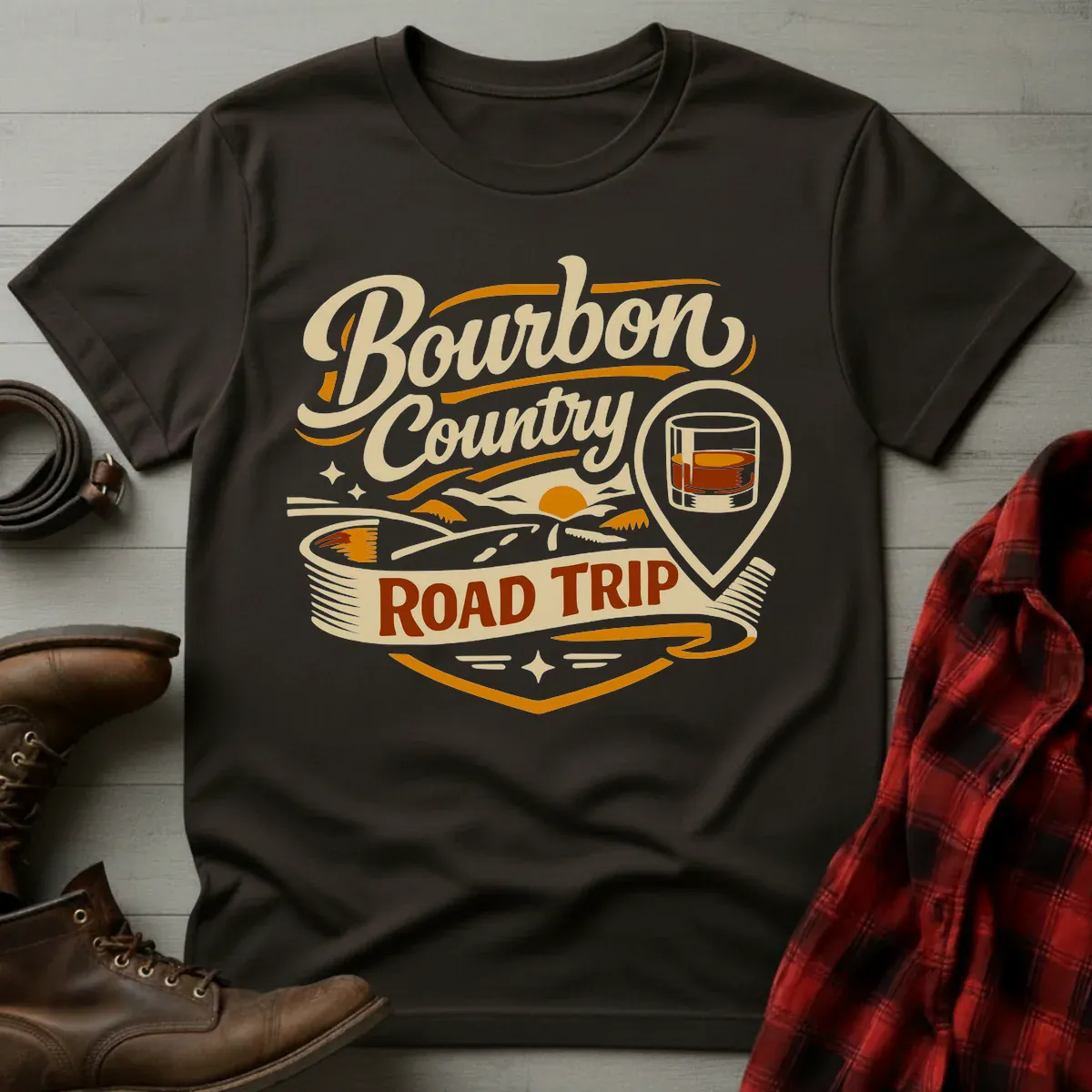 Bourbon Country Road Trip Badge T-Shirt