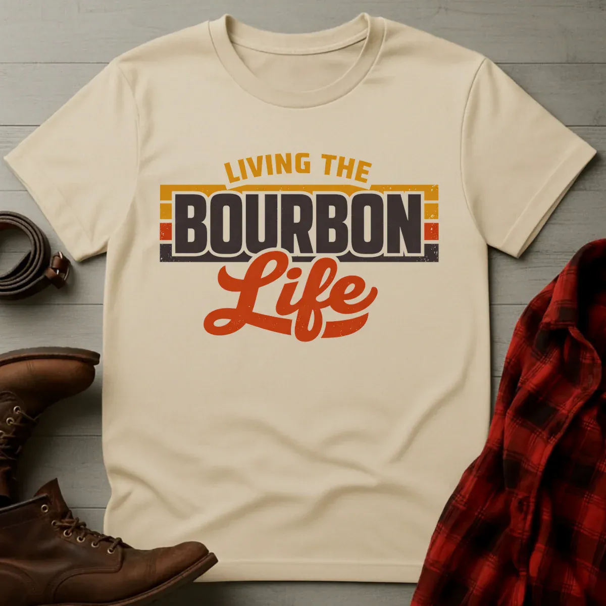Living the Bourbon Life Retro T-Shirt