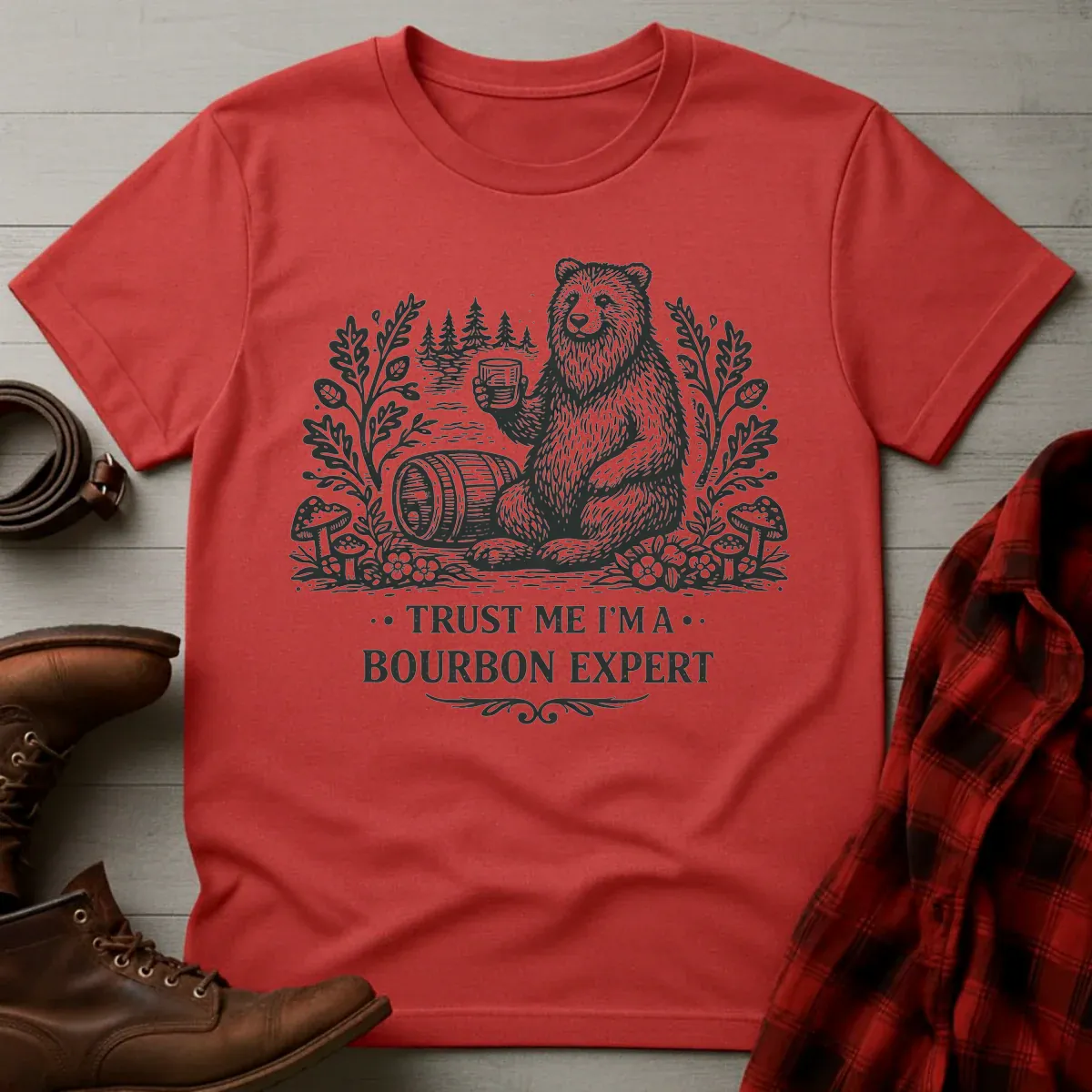 Bear Bourbon Expert Etching T-Shirt
