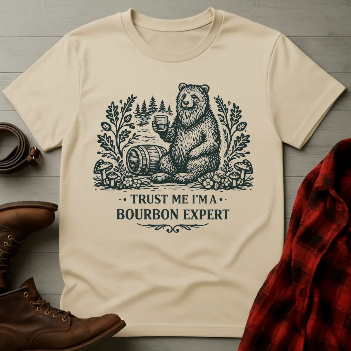Bear Bourbon Expert Etching T-Shirt