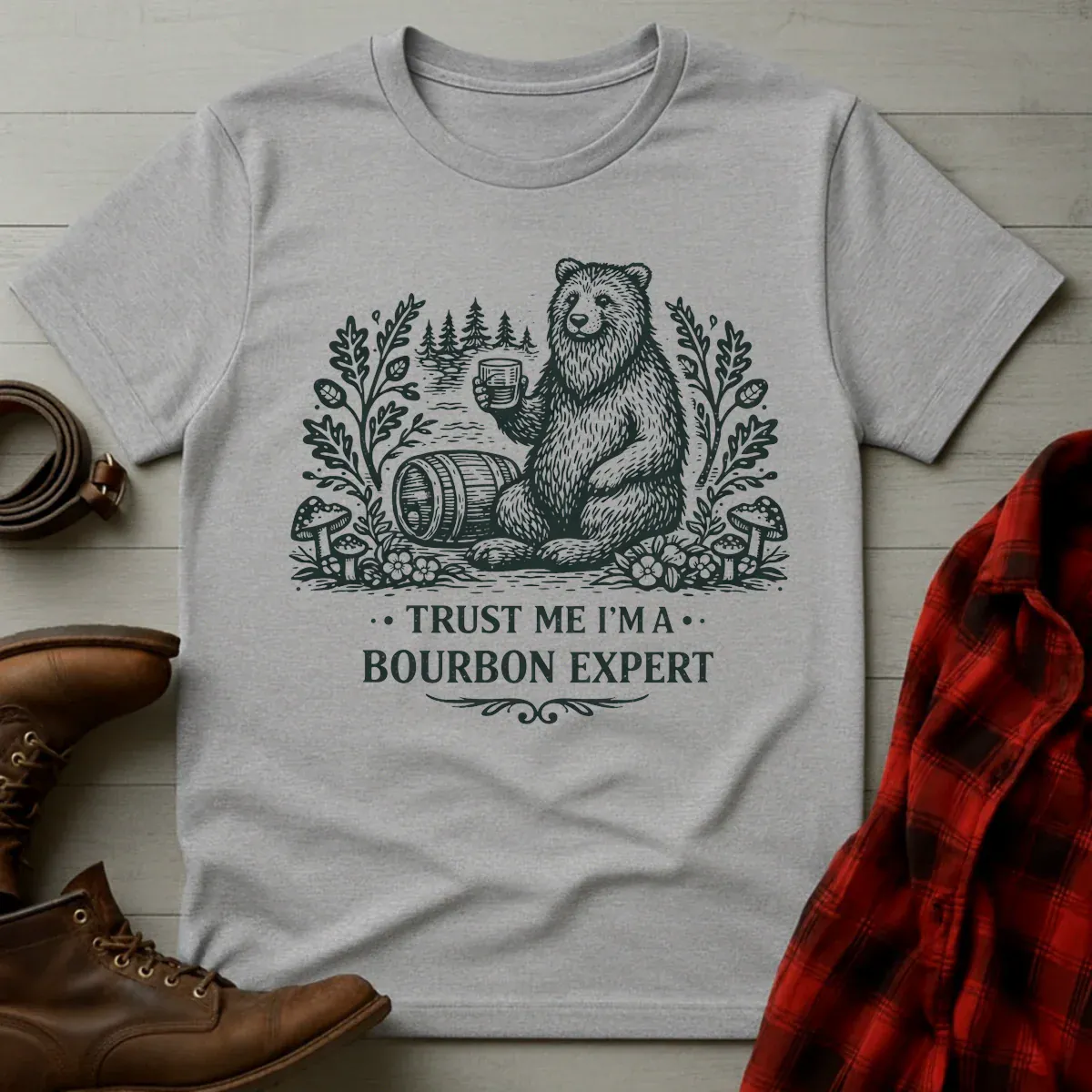 Bear Bourbon Expert Etching T-Shirt