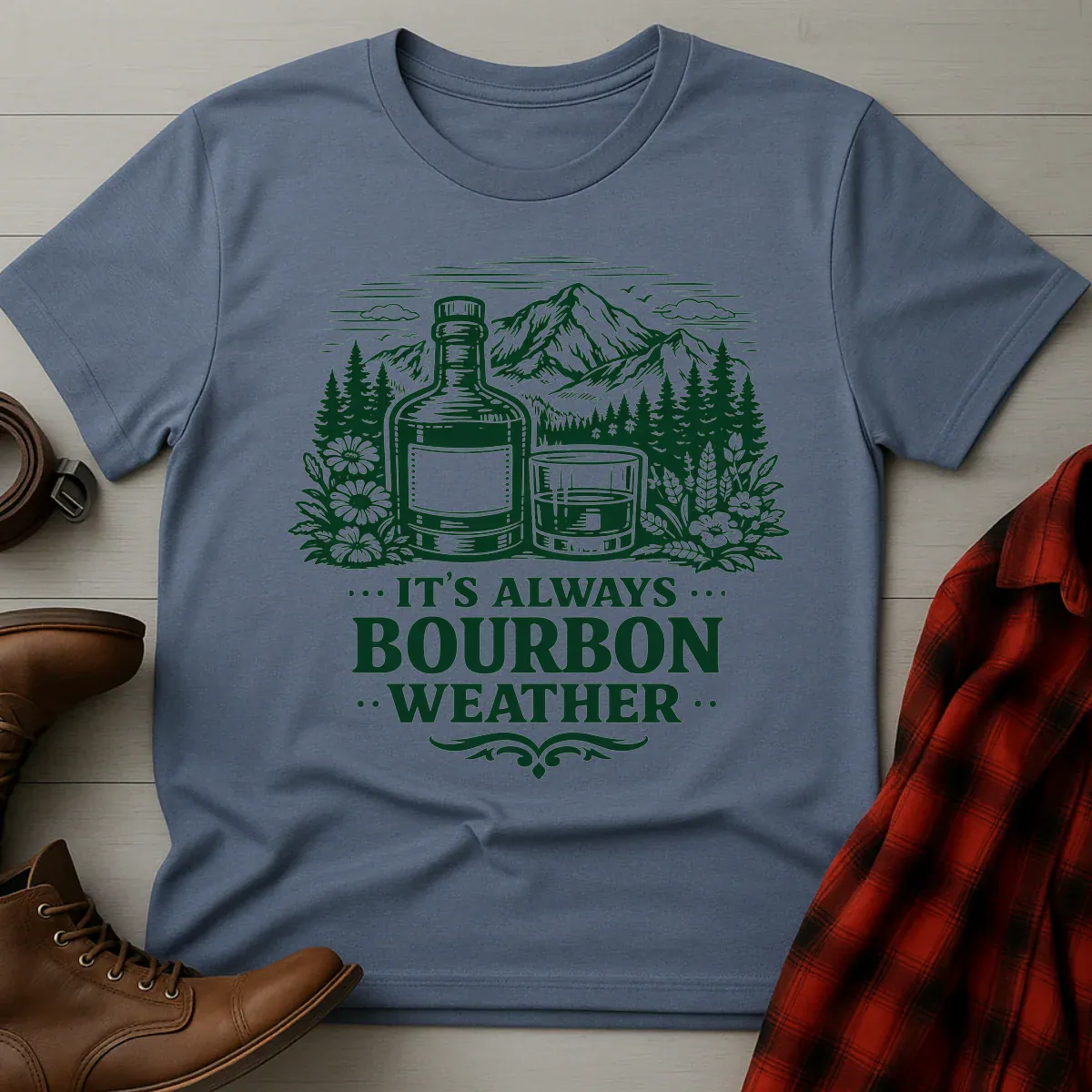Bourbon Weather Mountain Etching T-Shirt