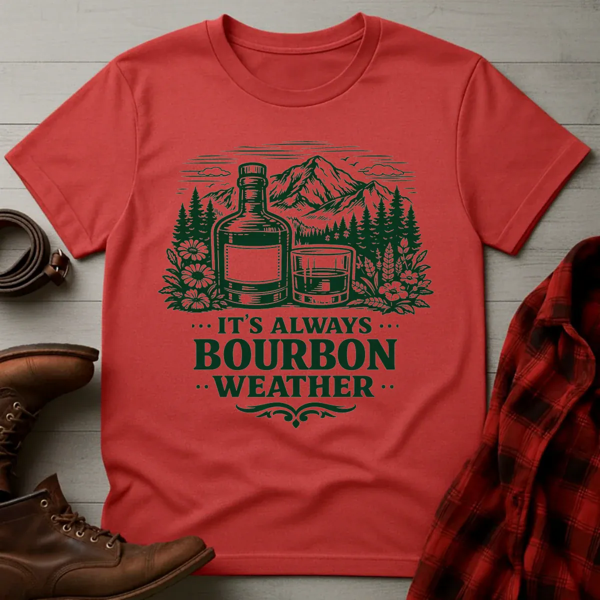 Bourbon Weather Mountain Etching T-Shirt