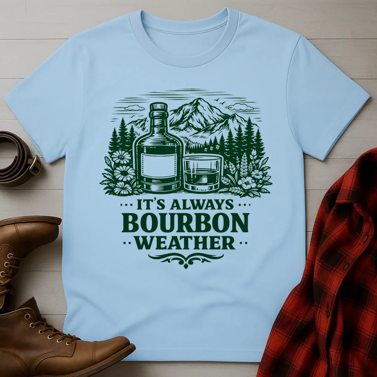 Bourbon Weather Mountain Etching T-Shirt