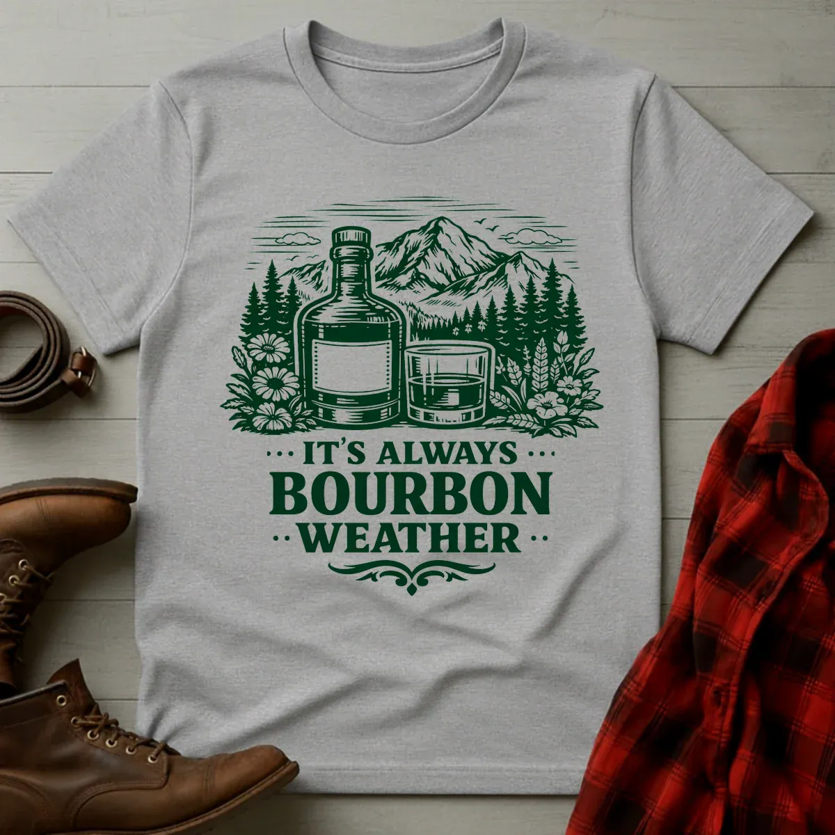Bourbon Weather Mountain Etching T-Shirt