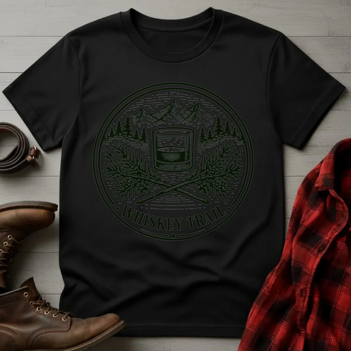 Whiskey Trail Outdoor Badge Etching T-Shirt