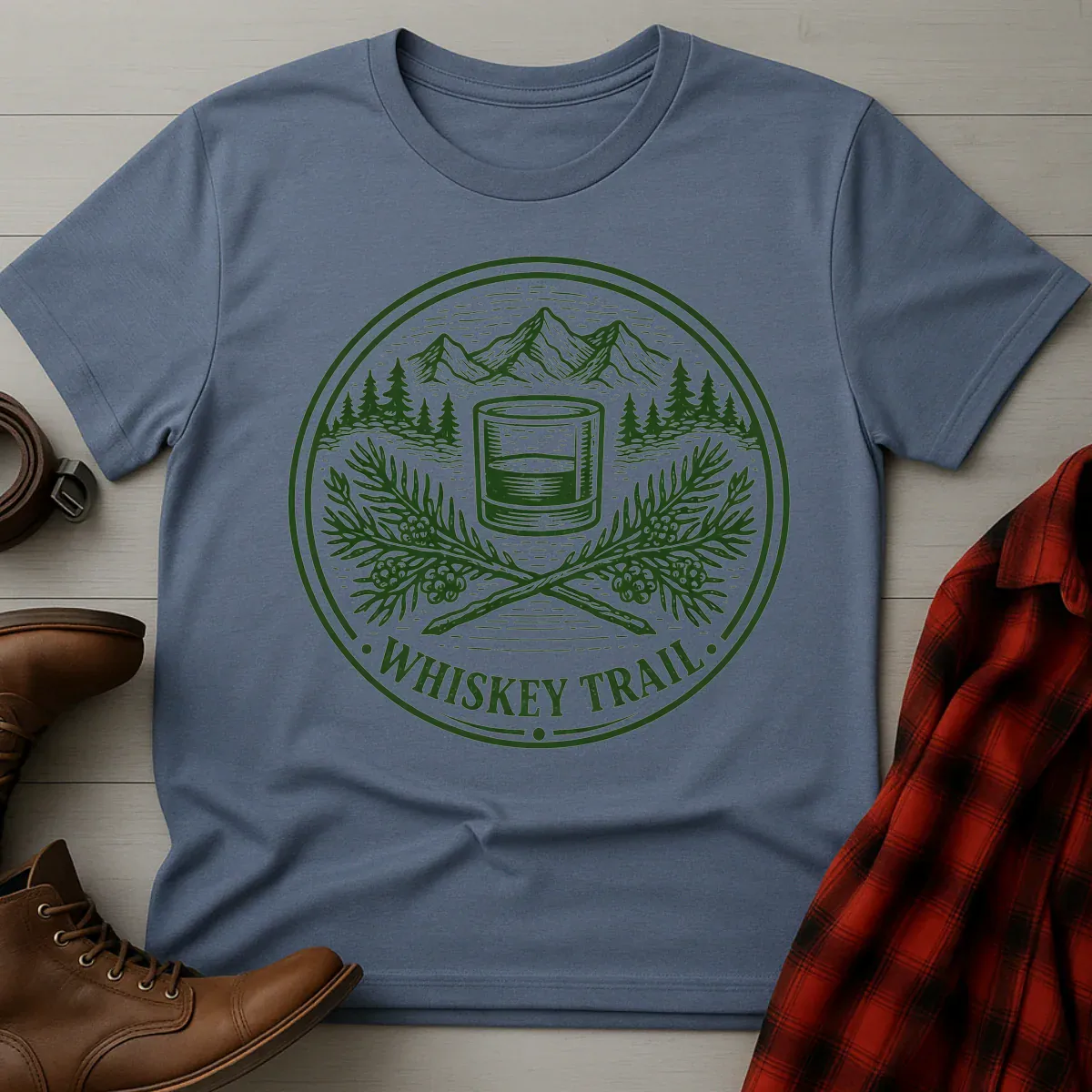 Whiskey Trail Outdoor Badge Etching T-Shirt