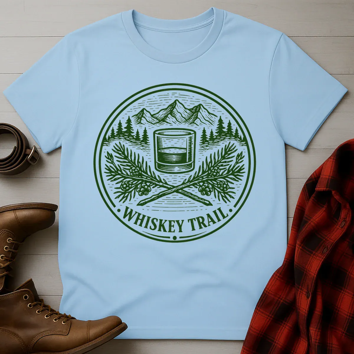 Whiskey Trail Outdoor Badge Etching T-Shirt